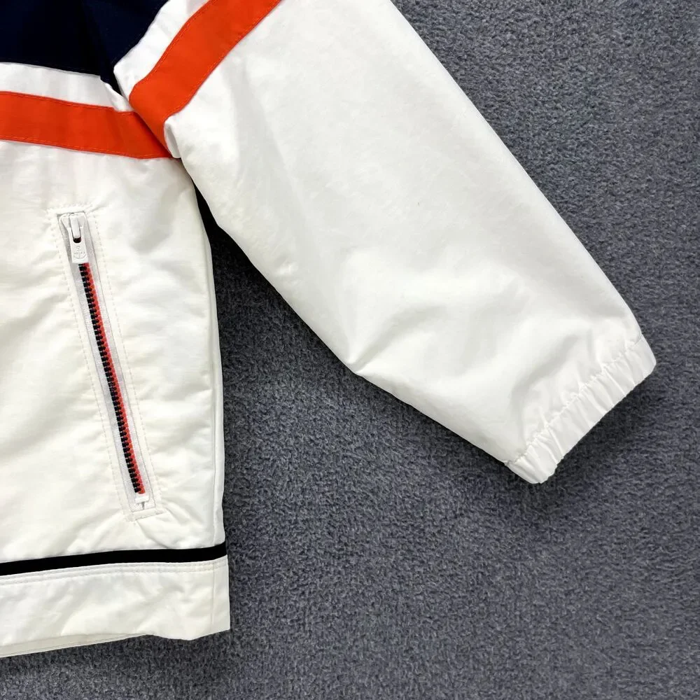 Lands End Kids Jacket Medium 5-6 White Full‎ Zip Hooded Pockets Lightweight